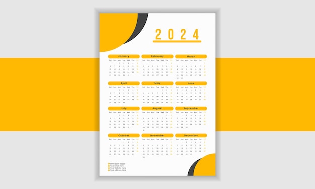 Vector modern 2024 calendar design template