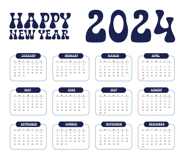 Vector modern 2024 calendar template