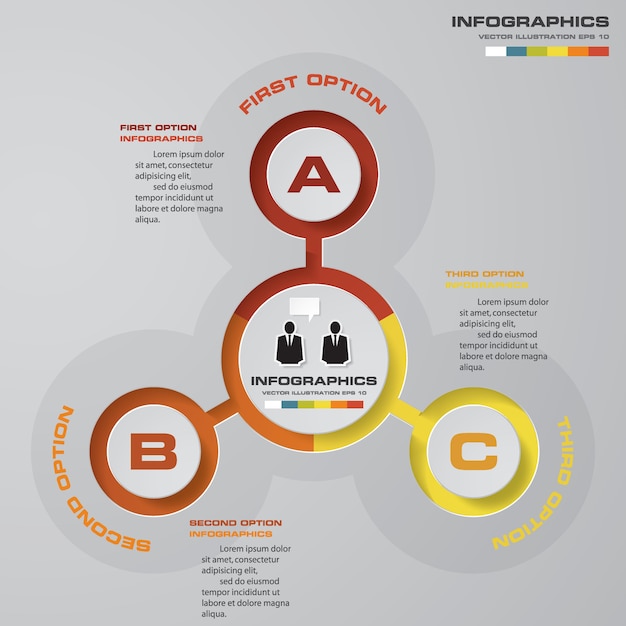 Modello di infografica di presentazione moderna 3 opzioni di business