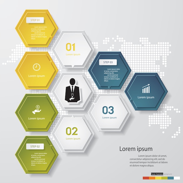 Modello di infografica di presentazione moderna 3 opzioni di business