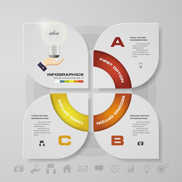 Infographics di affari di presentazione di 3 opzioni moderne