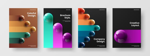 Modern 3D balls flyer illustration bundle