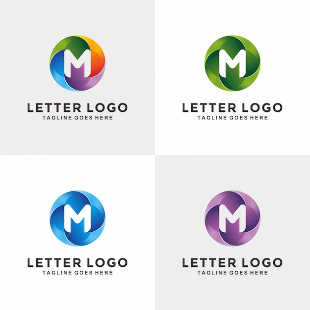 Vettore design moderno logo 3d lettera m cerchio