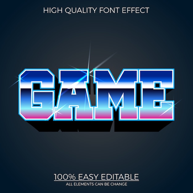 modern 3d game text style editable font effect