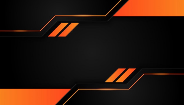 Modern 3d geometry shapes black lines with orange borders on dark background