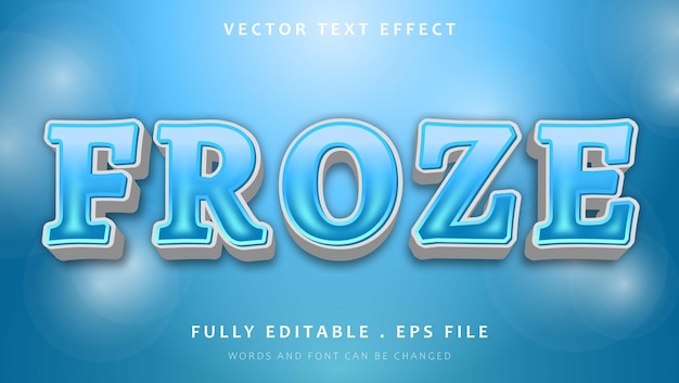 Vector modern 3d gradient blue word froze editable text effect design template