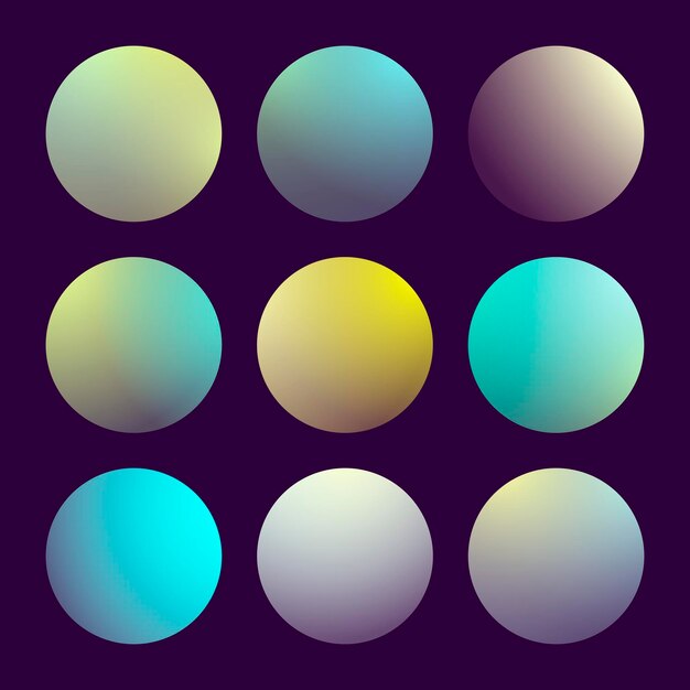 Modern 3d gradient set with round abstract backgrounds.