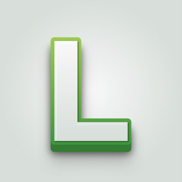 modern 3d green and white letter l icon with editable background
