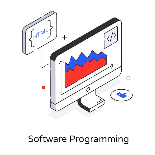 Modern 3d icon of software programming