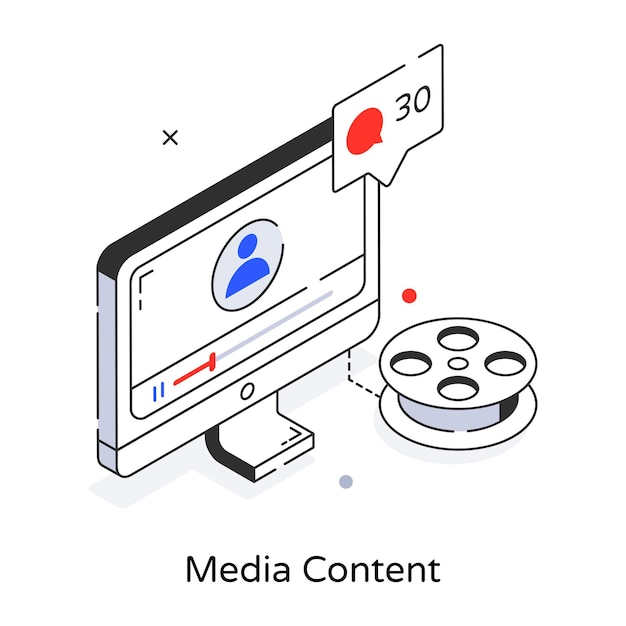 Modern 3d icoon van media-inhoud