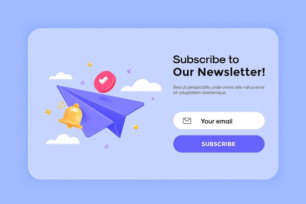 Modern 3d illustration of newsletter banner 3