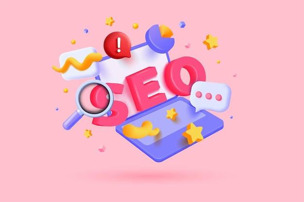 Modern 3d illustration of Seo concept