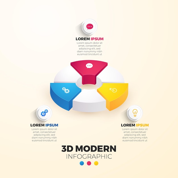현대 3d 인포 그래픽 3 요소 또는 프레젠테이션 단계