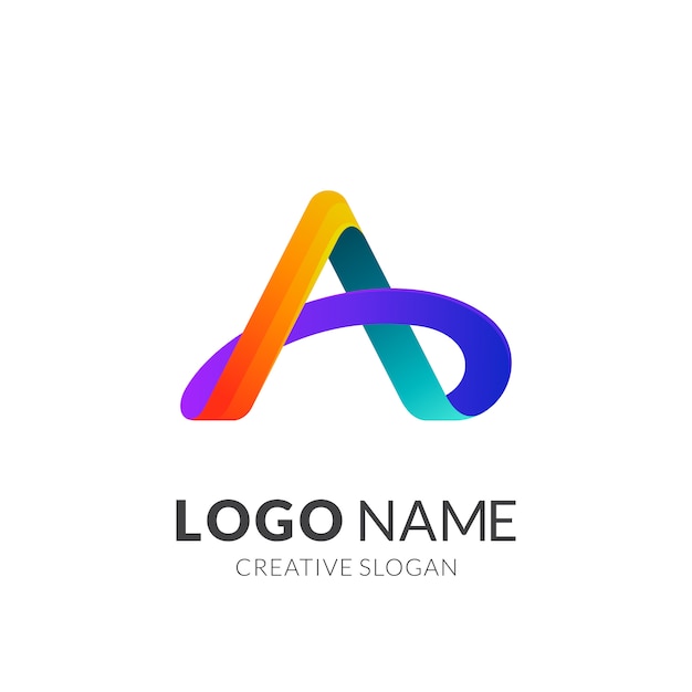 Modern 3d logo style in gradient