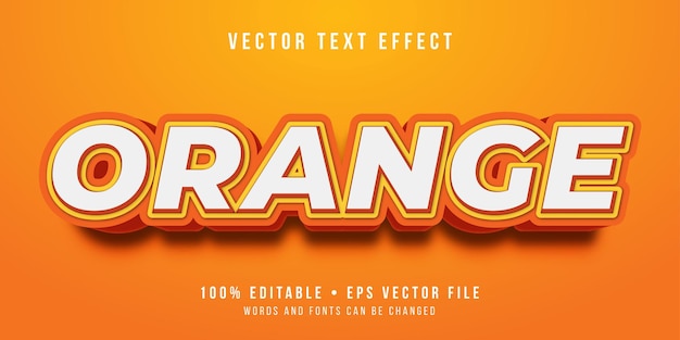 Vector modern 3d orange text effect editable text effect