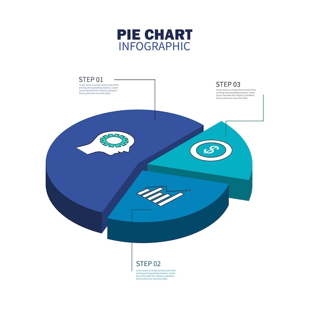 Modern 3d pie chart infographics