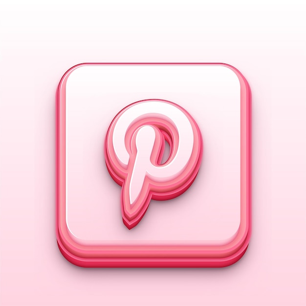 モダン 3D ピンクベクトル ソーシャルメディア Pinterest ロゴ アイコン