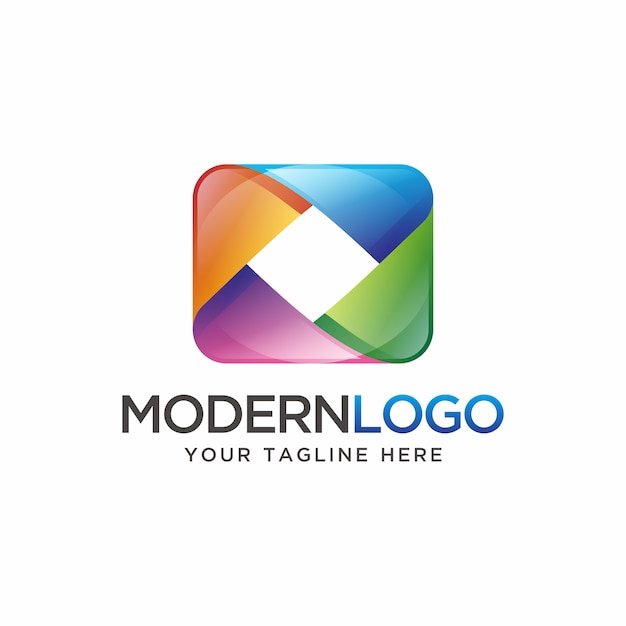 Vector modern 3d rectangle logo