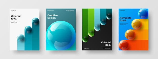 Modern 3D spheres placard illustration bundle