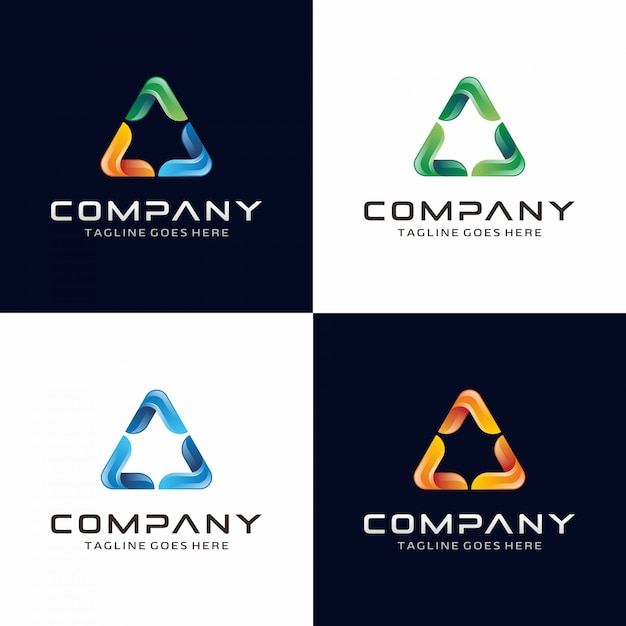 Vettore design moderno del logo triangolo 3d