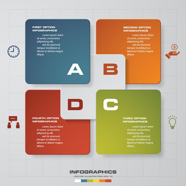 Square For Infographics. Minimalistic Chart, Diagram With 4 Steps, Parts.  Vector Design Template. Royalty Free SVG, Cliparts, Vectors, and Stock  Illustration. Image 58718167.