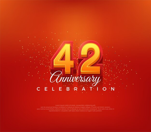 Vector modern 42nd number design for anniversary celebration in bold red color premium vector background for greeting and celebration