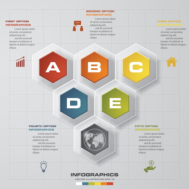 Modern 5 options presentation business infographics template