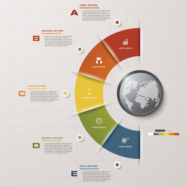 Modern 5 options presentation business infographics template