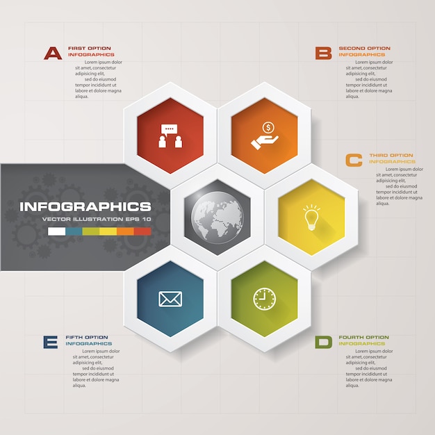 Vector modern 5 options presentation business infographics template