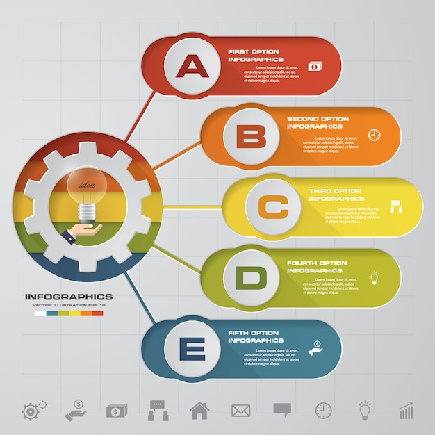 Modern 5 options presentation business infographics