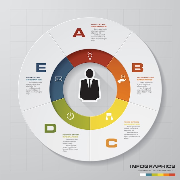 Modern 5 options presentation template.