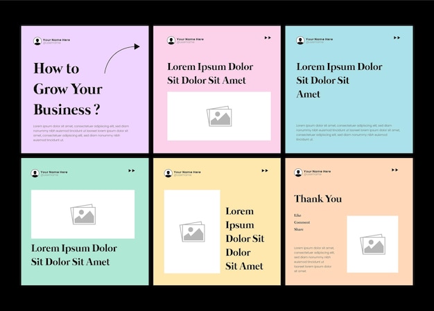 modern 6 page carousel banner template design intagram carousel or linkedin social media carousel