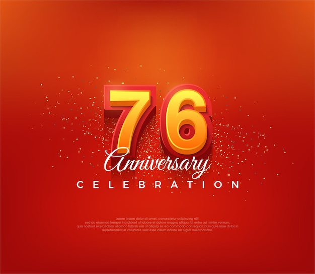 Vector modern 76th number design for anniversary celebration in bold red color premium vector background for greeting and celebration