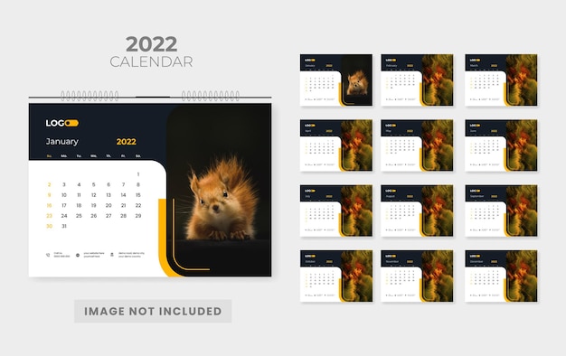 Modern Abstract 2022 desk calendar design template