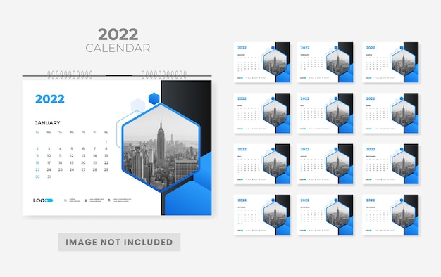 Modern Abstract 2022 desk calendar design template