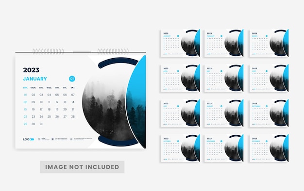 Modern Abstract 2022 desk calendar design template