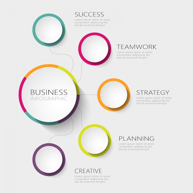 Вектор Современный абстрактный 3d инфографики шаблон с пятью шагами для успеха