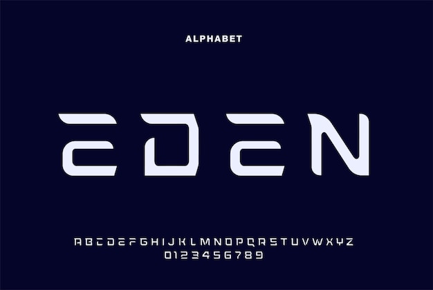 Modern abstract alphabet fonts typography technology electronic movie digital music