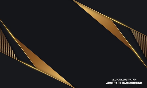 Vector modern abstract background black dop with golden lines luxury