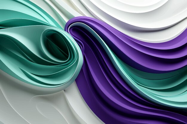 Vector modern abstract background with 3d waves in blue and violet colors