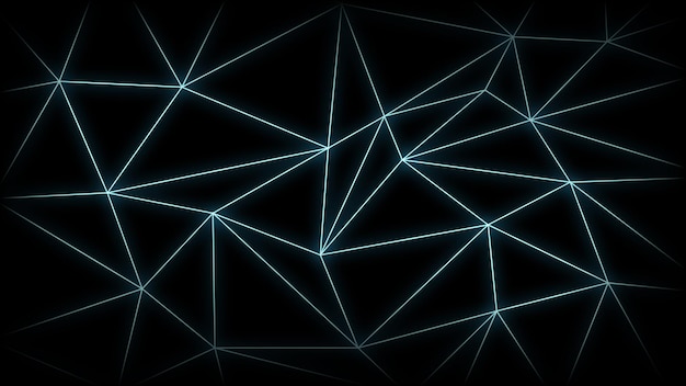 Modern abstract background with low poly triangle elements and vibrant neon blue color