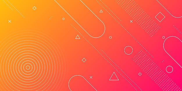 Modern abstract background with memphis elements in red and orange gradients and retro themed  