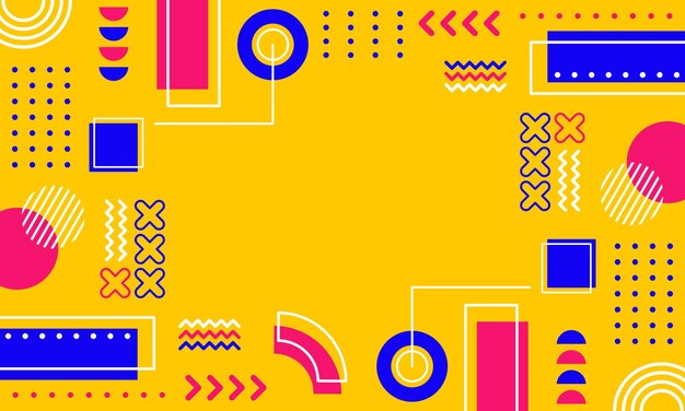 Modern abstract background with memphis elements in yellow and retro themed posters banners and web