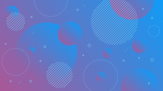 Modern Abstract Background with Motion Round Retro Memphis and Blue Purple Gradient Color