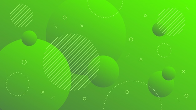 Modern Abstract Background with Motion Round Retro Memphis and Green Gradient Color