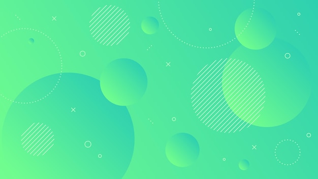 Modern abstract background with motion round retro memphis and green tosca gradient color