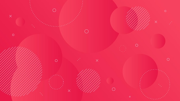 Modern Abstract Background with Motion Round Retro Memphis and Red Pink Gradient Color