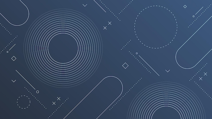 Vector modern abstract background with retro memphis elements and dark blue gradient color