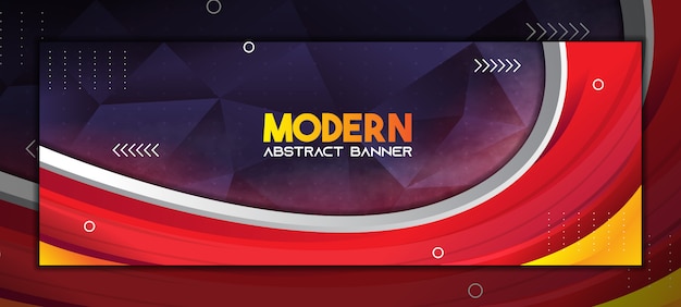 Modern Abstract Banner background With Gradient Red and Dark Purple Low Poly