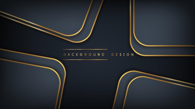 Modern abstract black background with gold line composition